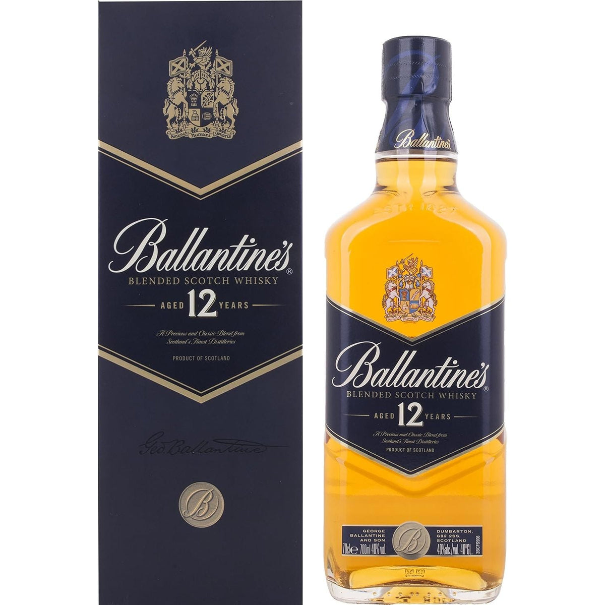 Ballantines 12 YO Whisky 40% 100cl + GBX