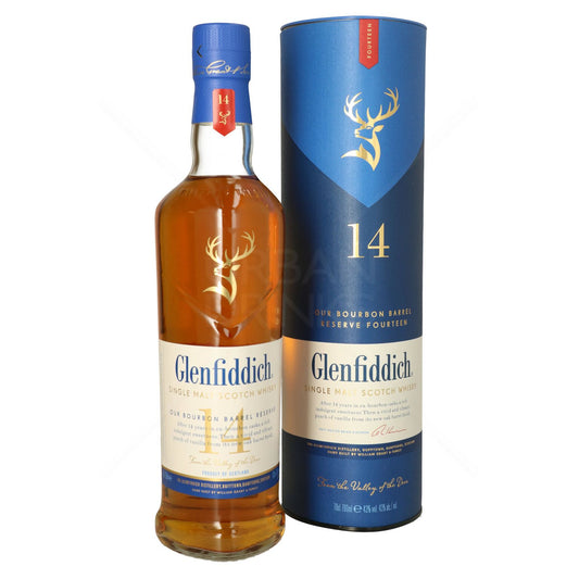 Glenfiddich 14 YO Bourbon Barrel Whisky 43% 70cl + GBX