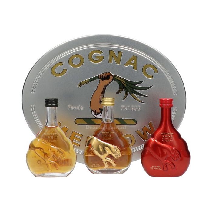 Meukow VS + VSOP + XO Tin Giftset 3 x 5 cl + GBX